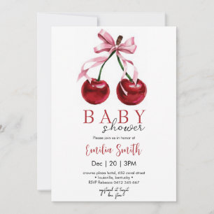 Convite Chá de Bebê Cherry Coquette Baby