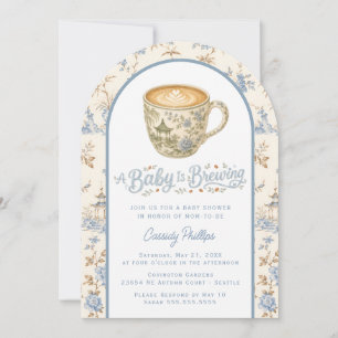 Convite Chá de Bebê Chinoiserie Baby is Brewing Coffee