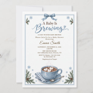 Convite Chá de Bebê: Chocolate Quente de Inverno Azul - Um