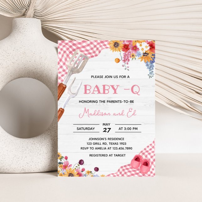 Convite Chá de Bebê Churrasco Rosa (Girl BBQ Baby Shower Invitation)