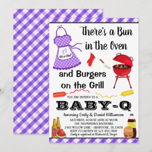 Convite Chá de Bebê Churrasco Roxo Menina