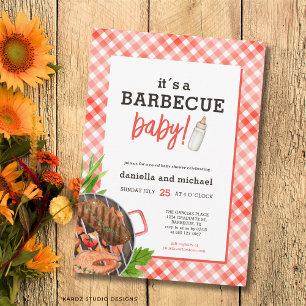 Convite Chá de Bebê Churrasco Vermelho Rústico
