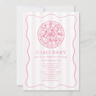 Convite Chá de Bebê Ciao Baby Rosa Menina Pizza
