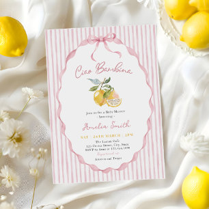 Convite Chá de Bebê Ciao Bambina Limão Rosa