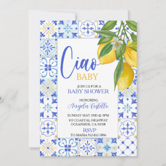Convite Chá de Bebê Ciao Costa Amalfi Limão
