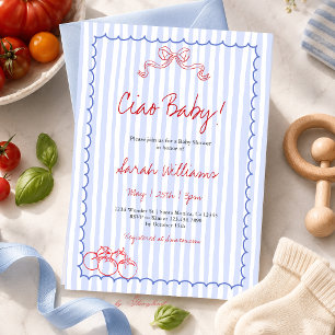 Convite Chá de Bebê Ciao Italiano Tomate Chá de Bebê