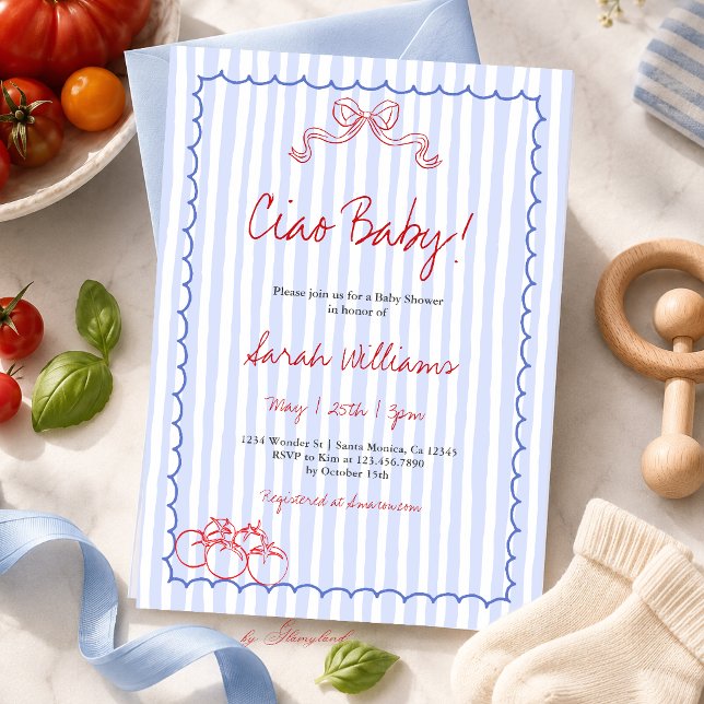 Convite Chá de Bebê Ciao Italiano Tomate Chá de Bebê (Criador carregado)