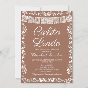 Convite Chá de Bebê Cielito Lindo Terracota Papel Picado