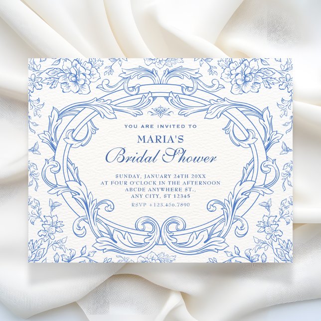 Convite Chá de bebê clássico floral vintage (Criador carregado)