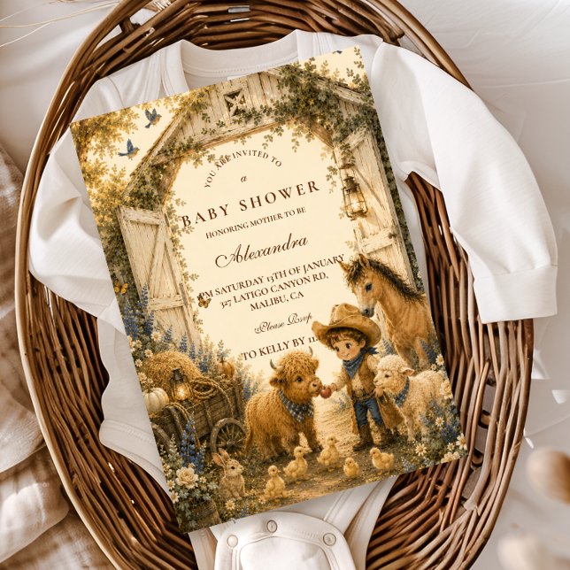 Convite Chá de Bebê Clássico Menino Boho Western (Criador carregado)