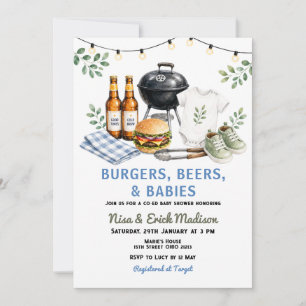 Convite Chá de Bebê Co-Ed Burgers, Cervejas & Bebês
