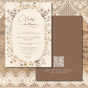 Convite Chá de Bebê Código QR Flor Silvestre Baby in Bloom