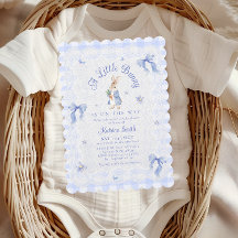 Chá de Bebê Coelhinho Fofo Azul com Renda Xadrez