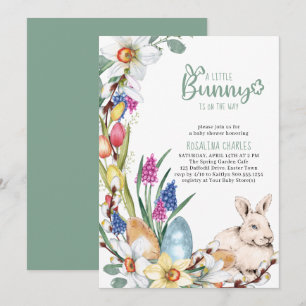 Convite Chá de Bebê Coelhinhos e Tulipas