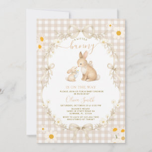 Convite Chá de Bebê Coelho Xadrez Neutro Margarida Primave