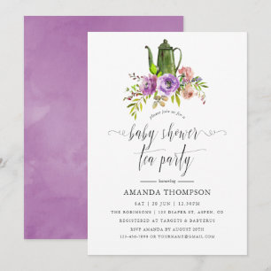 Convite Chá de Bebê com Aquarela Floral de Primavera