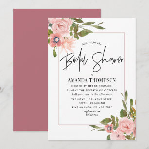 Convite Chá de Bebê com Aquarela Rosa e Dourado