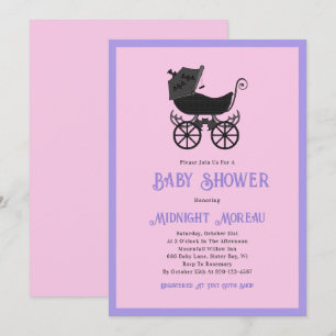 Convite Chá de Bebê com Carrinho de Pastel Goth
