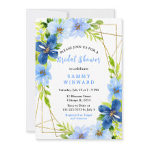 Chá de Bebê com Flores Azuis e Navy com Folhagem