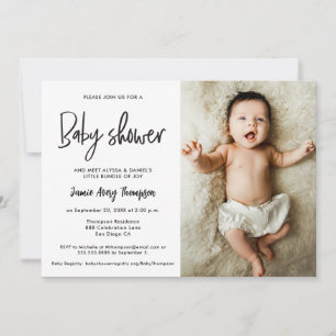 Convite Chá de Bebê com Foto Personalizado Minimalista Mod