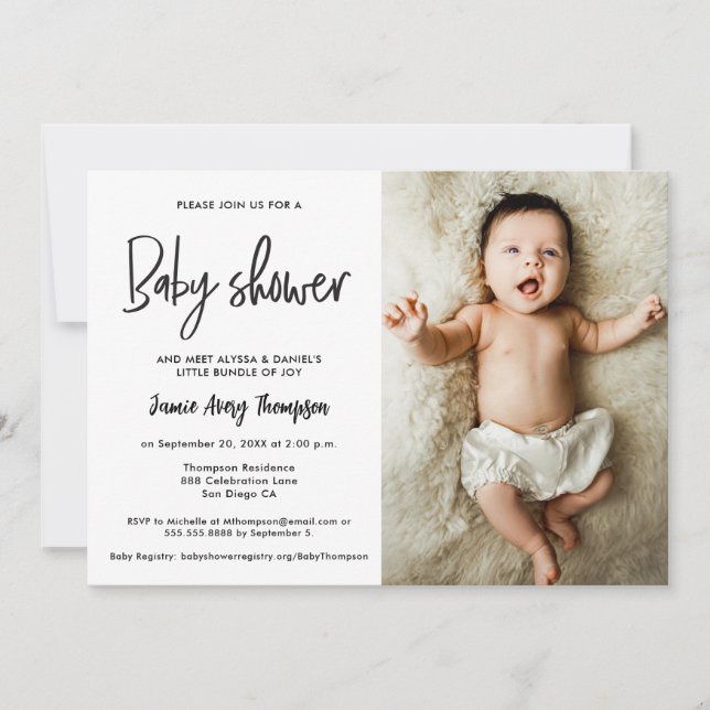 Convite Chá de Bebê com Foto Personalizado Minimalista Mod (Frente)