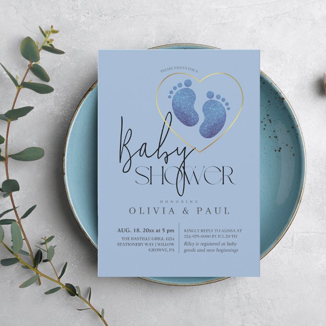 Convite Chá de Bebê com Lente Azul Escamuflada (Criador carregado)