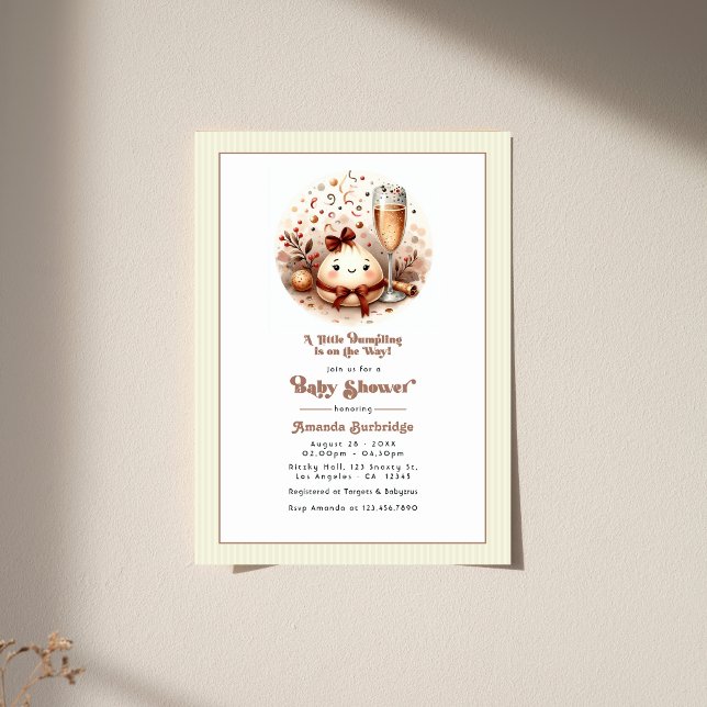 Convite Chá de Bebê com Mousse de Mocha e Pequenos Bolinho (A Little Dumpling Mocha Mousse Baby Shower Invitation)