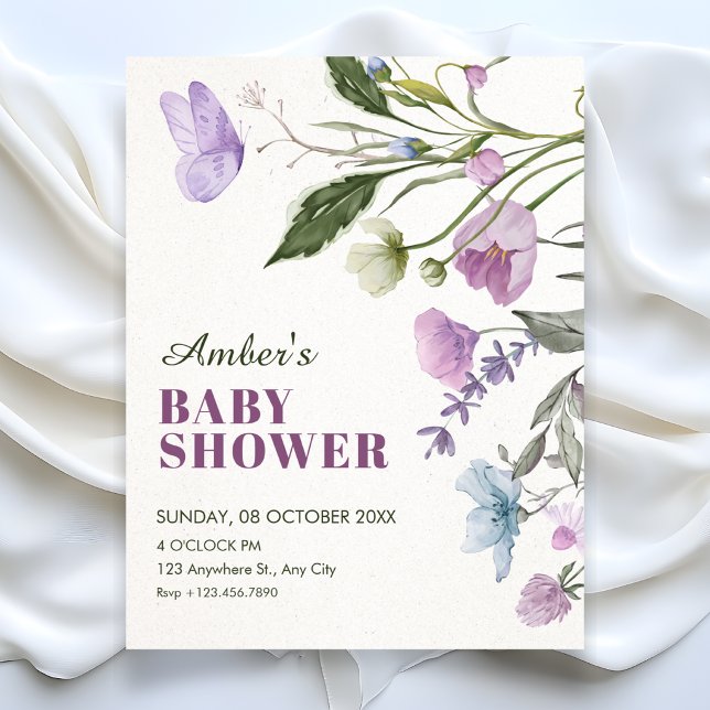 Convite Chá de bebê com ramo floral (Criador carregado)
