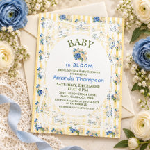Chá de Bebê com Renda Floral Azul Legado