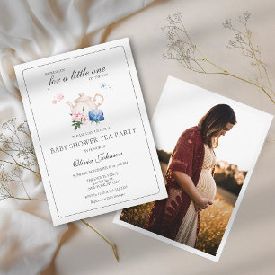 Convite Chá de Bebê com Tema de Festa Floral Neutro em Gên