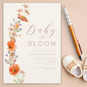 Convite Chá de Bebê com Tema de Flores Silvestres sem Gêne