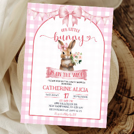 Convite Chá de Bebê Coquete Rose Blush Pequeno Coelhinho