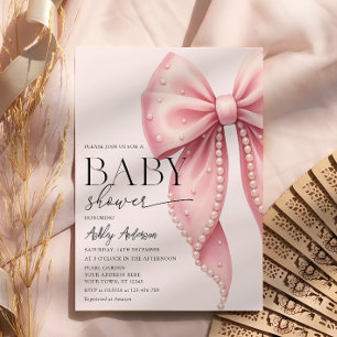 Convite Chá de Bebê Coquette com Laço Rosa