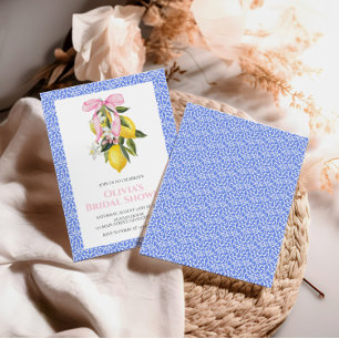 Convite Chá de Bebê Coquette com Laço Rosa Limão