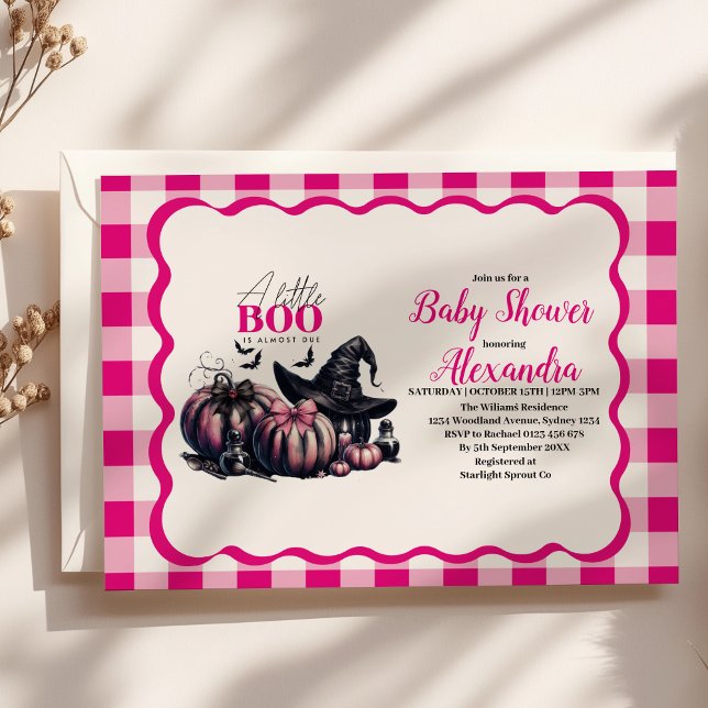 Convite Chá de Bebê Cor-de-Rosa de Halloween (Criador carregado)