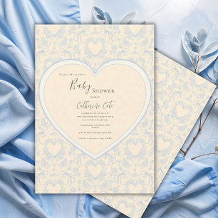 Convite Chá de Bebê Coração Caprichoso Floral Amarelo