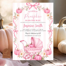 Convite Chá de Bebê Cottage Coquete Pink Outono Abóbora