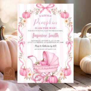 Convite Chá de Bebê Cottage Coquete Pink Outono Abóbora