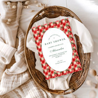 Chá de Bebê Cottage Gingham de Morango
