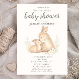 Convite Chá de Bebê Cottagecore Boho Fawn Neutro em Gênero