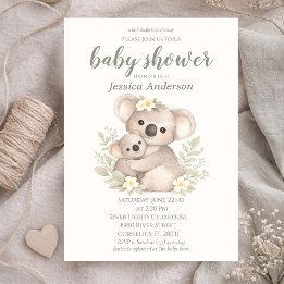 Convite Chá de Bebê Cottagecore Boho Koala Neutro em Gêner