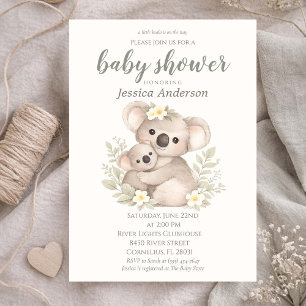 Convite Chá de Bebê Cottagecore Boho Koala Neutro em Gêner