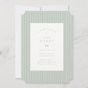 Convite Chá de Bebê Cottagecore Herringbone em Sage Empoei