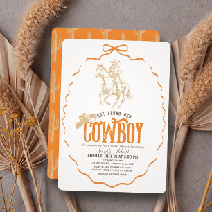 Convite Chá de Bebê Cowboy Laranja Ela Encontrou Seu Cowbo