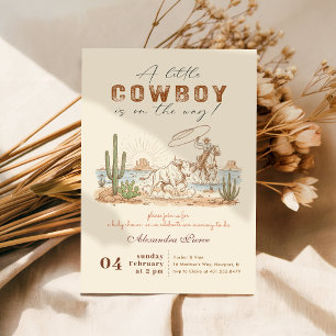 Convite Chá de Bebê Cowboy Vintage Rústico Rodeio