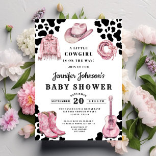 Convite Chá de Bebê Cowgirl Country Rosa