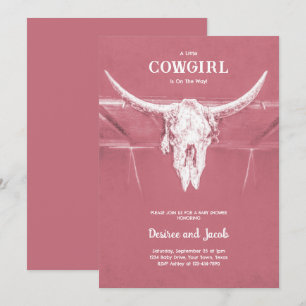Convite Chá de Bebê Cowgirl Dusty Pink Western Country