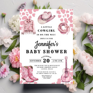 Convite Chá de Bebê Cowgirl Rosa Moderna