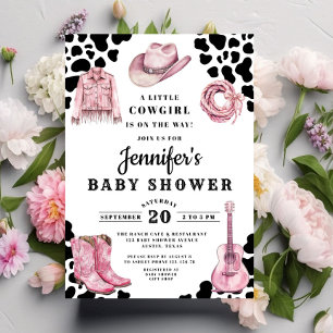 Convite Chá de Bebê Cowgirl Rosa Moderno