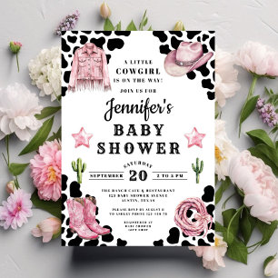 Convite Chá de Bebê Cowgirl Rosa Ocidental